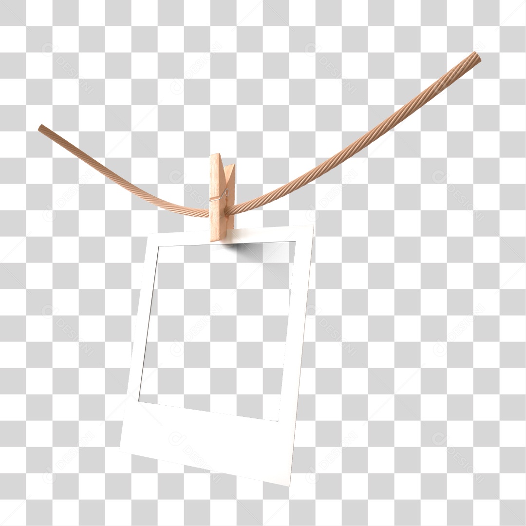 Elemento 3D Para Composição Moldura de Foto Polaroide PNG Transparente