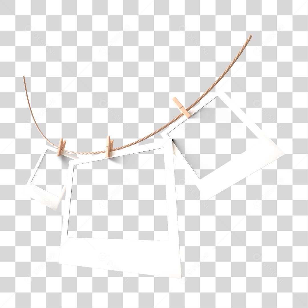 Elemento 3D Para Composição Moldura de Foto Polaroide PNG Transparente