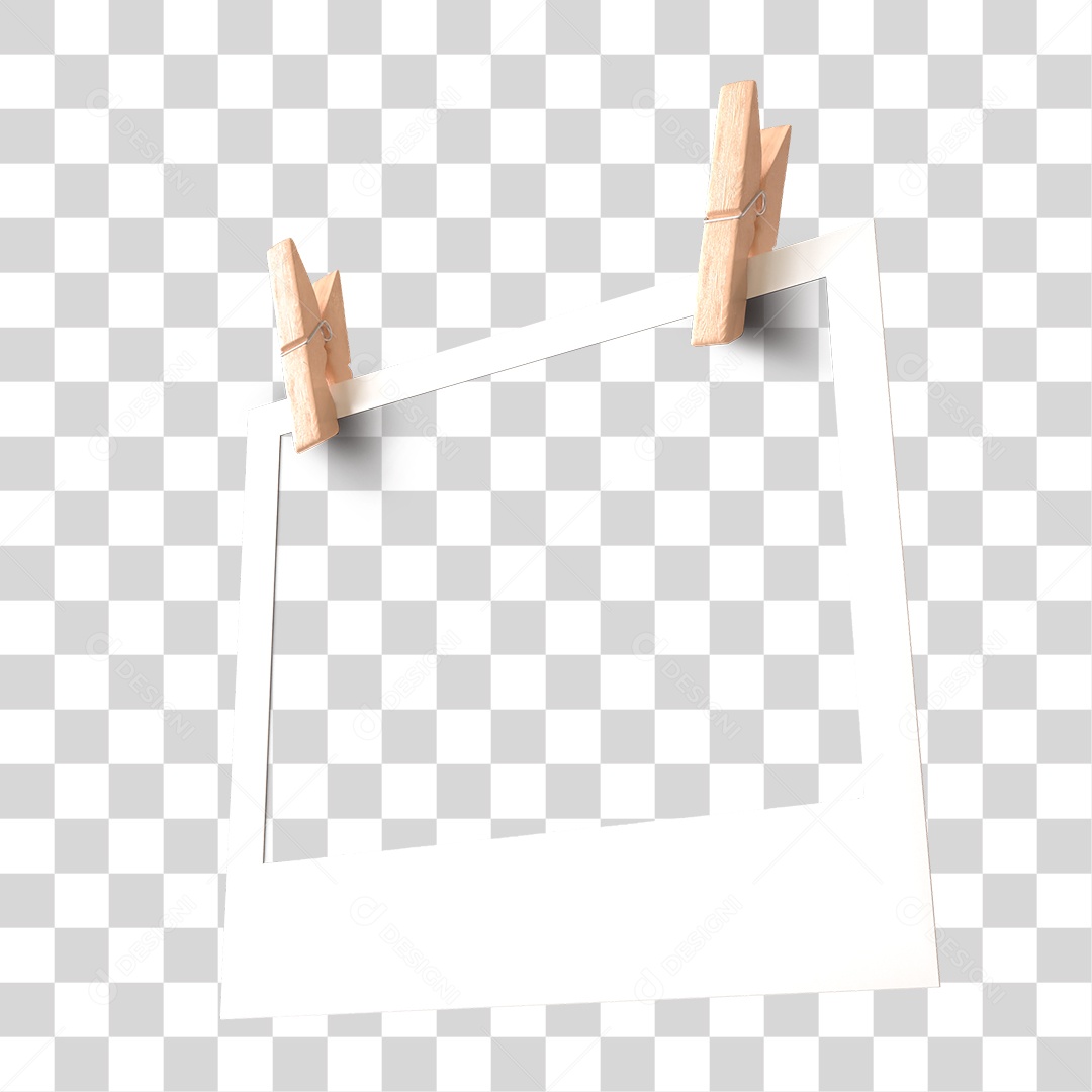 Elemento 3D Para Composição Moldura de Foto Polaroide PNG Transparente