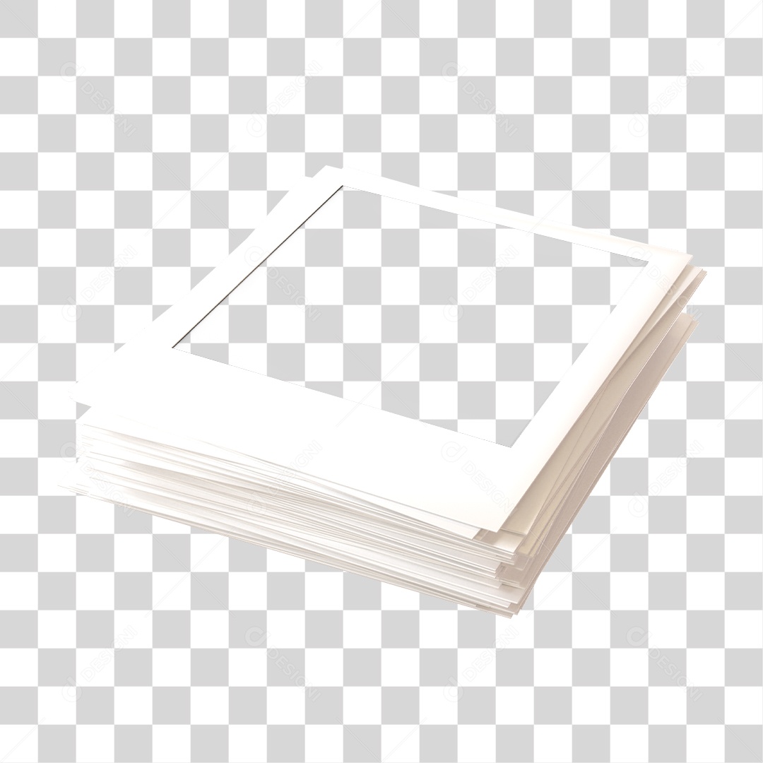 Elemento 3D Para Composição Moldura de Foto Polaroide PNG Transparente