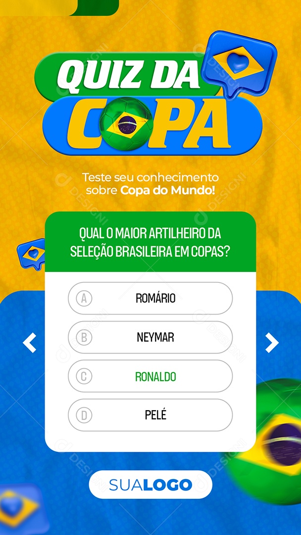 Story Quiz da Copa Social Media PSD Editável