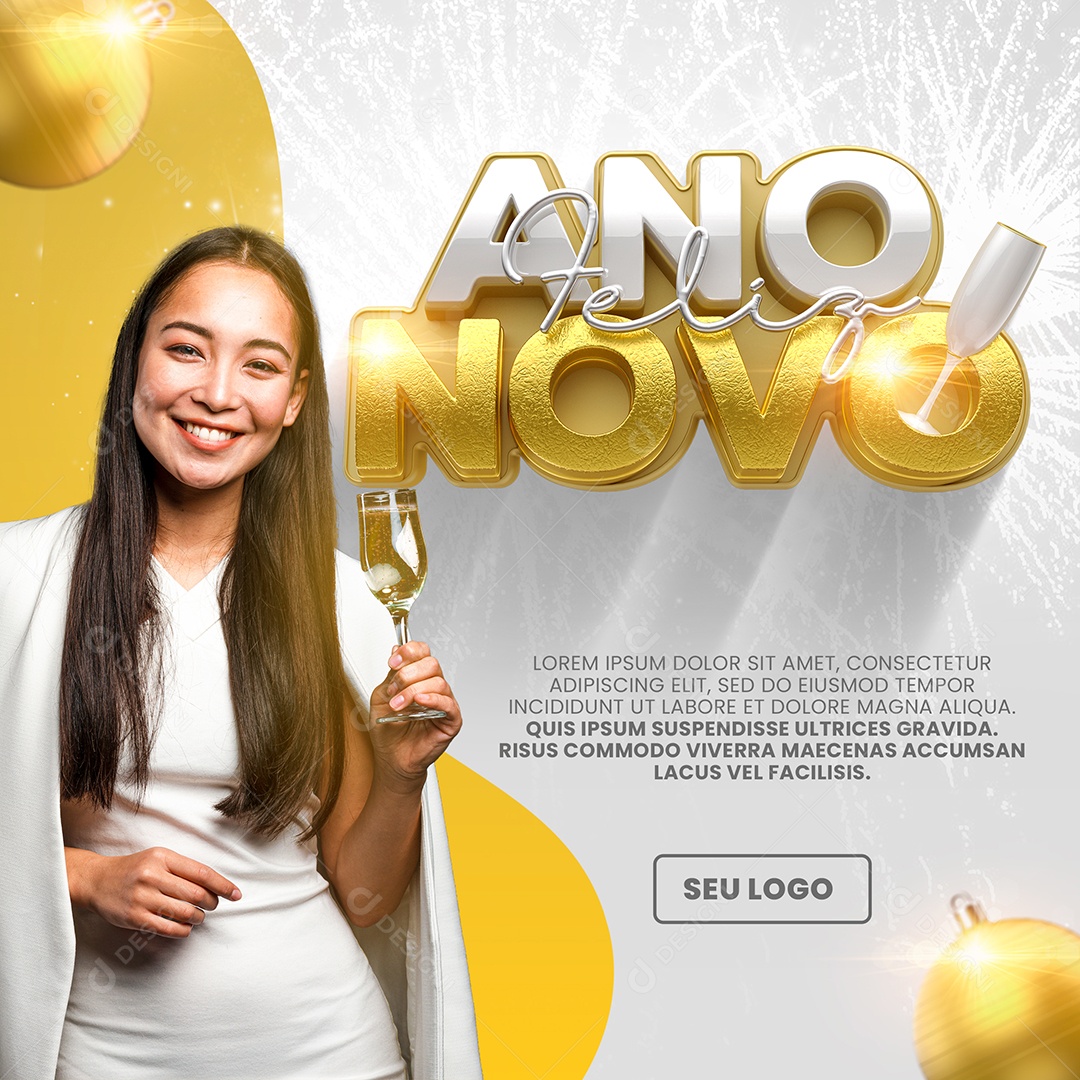 Feliz Ano Novo Social Media PSD Editável