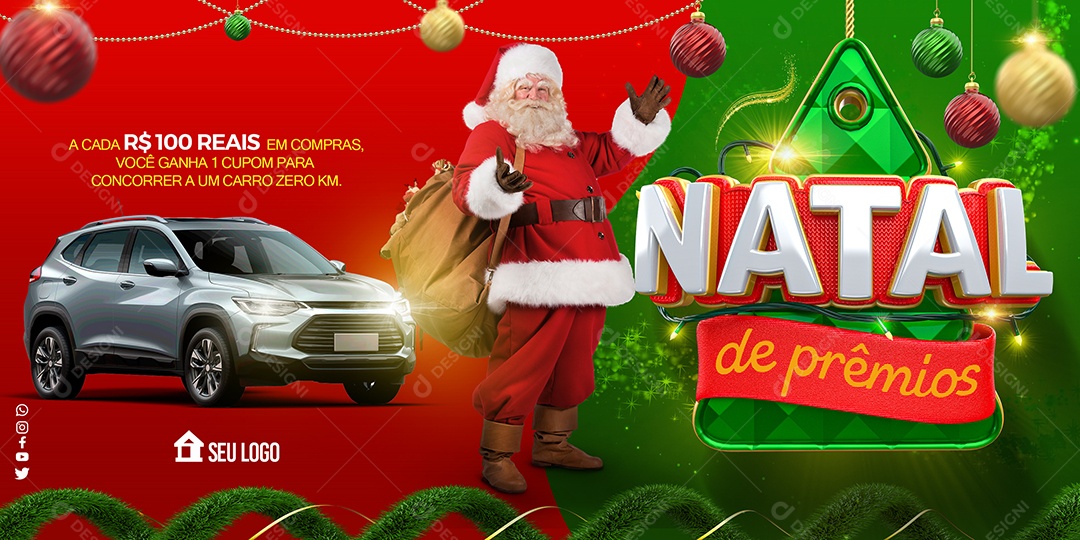 Natal de Prêmios Social Media PSD Editável