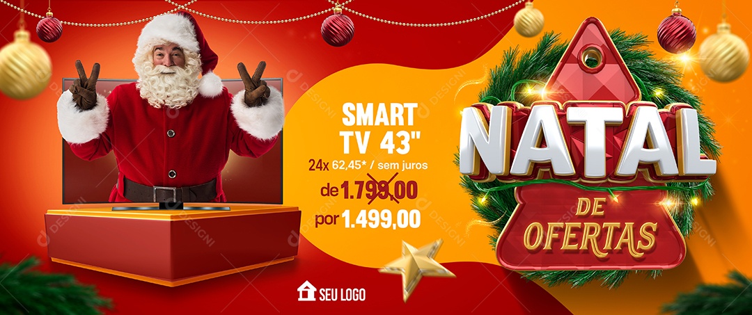 Banner Natal de Ofertas Venha Conferir Social Media PSD Editável