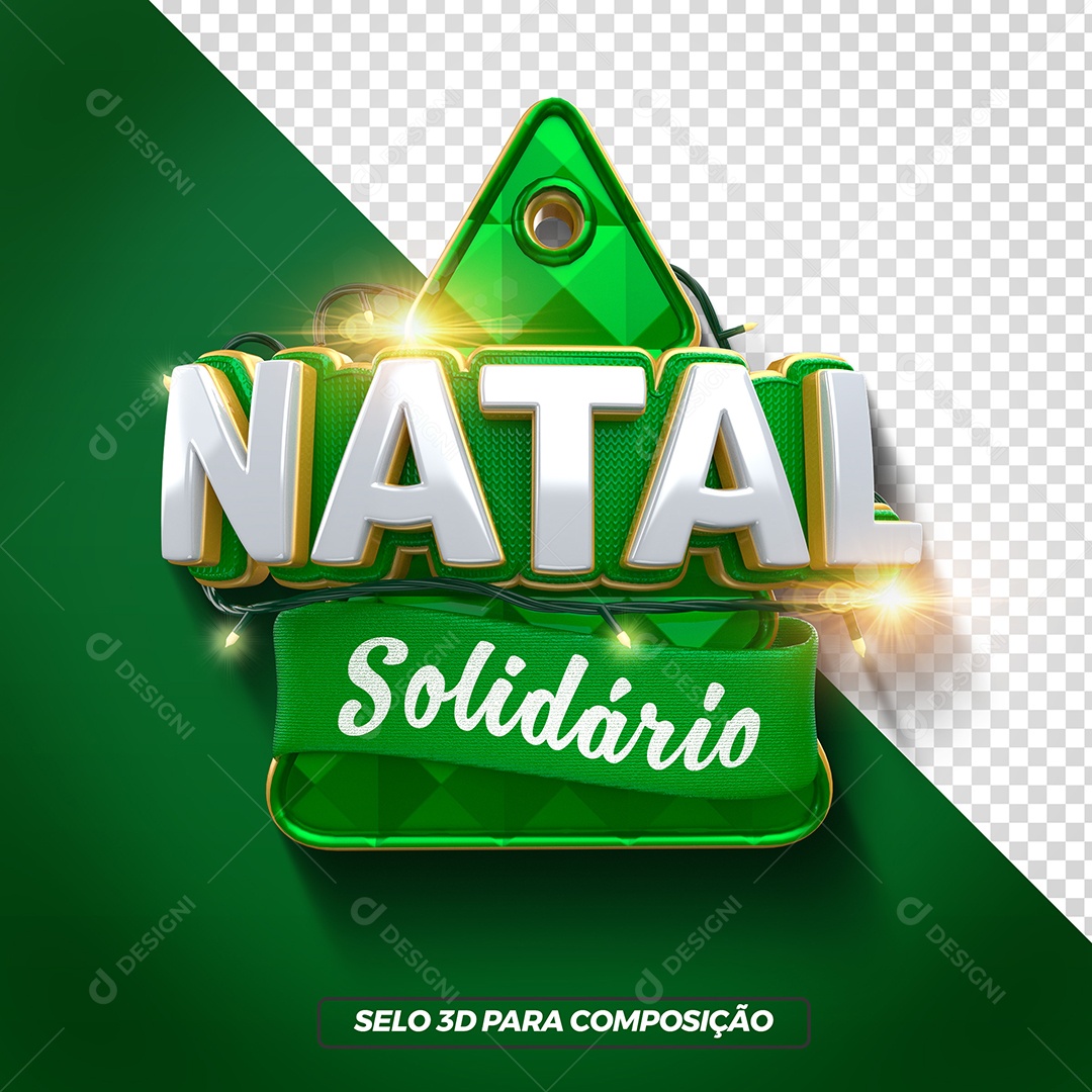 Selo 3D Para Composição Natal Solidário PSD