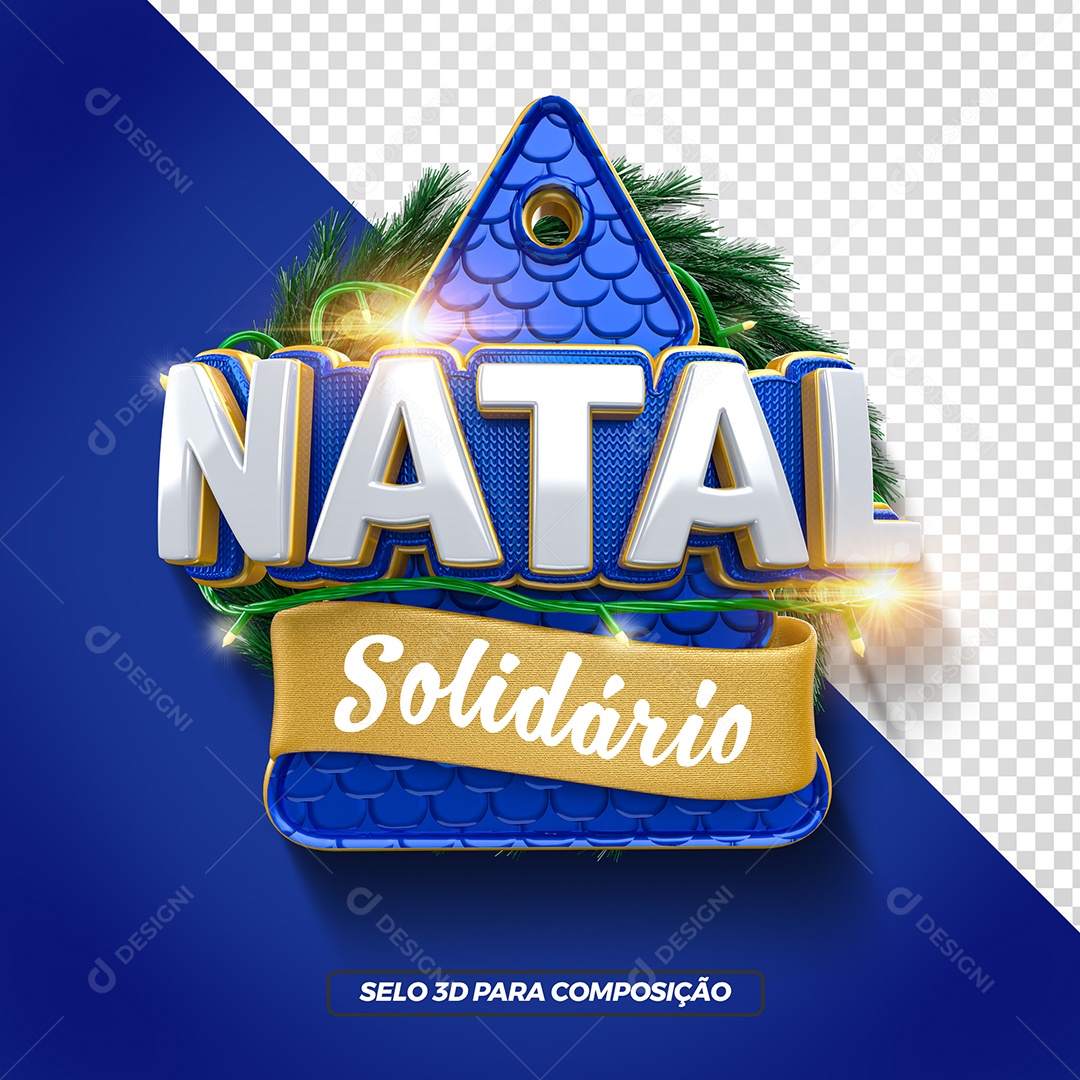 Selo 3D Para Composição Natal Solidário PSD