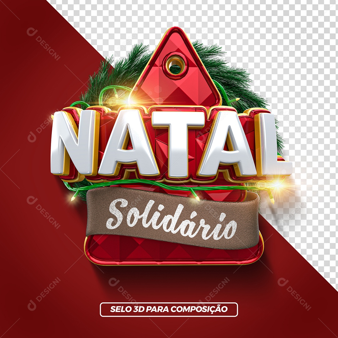 Selo 3D Para Composição Natal Solidário PSD