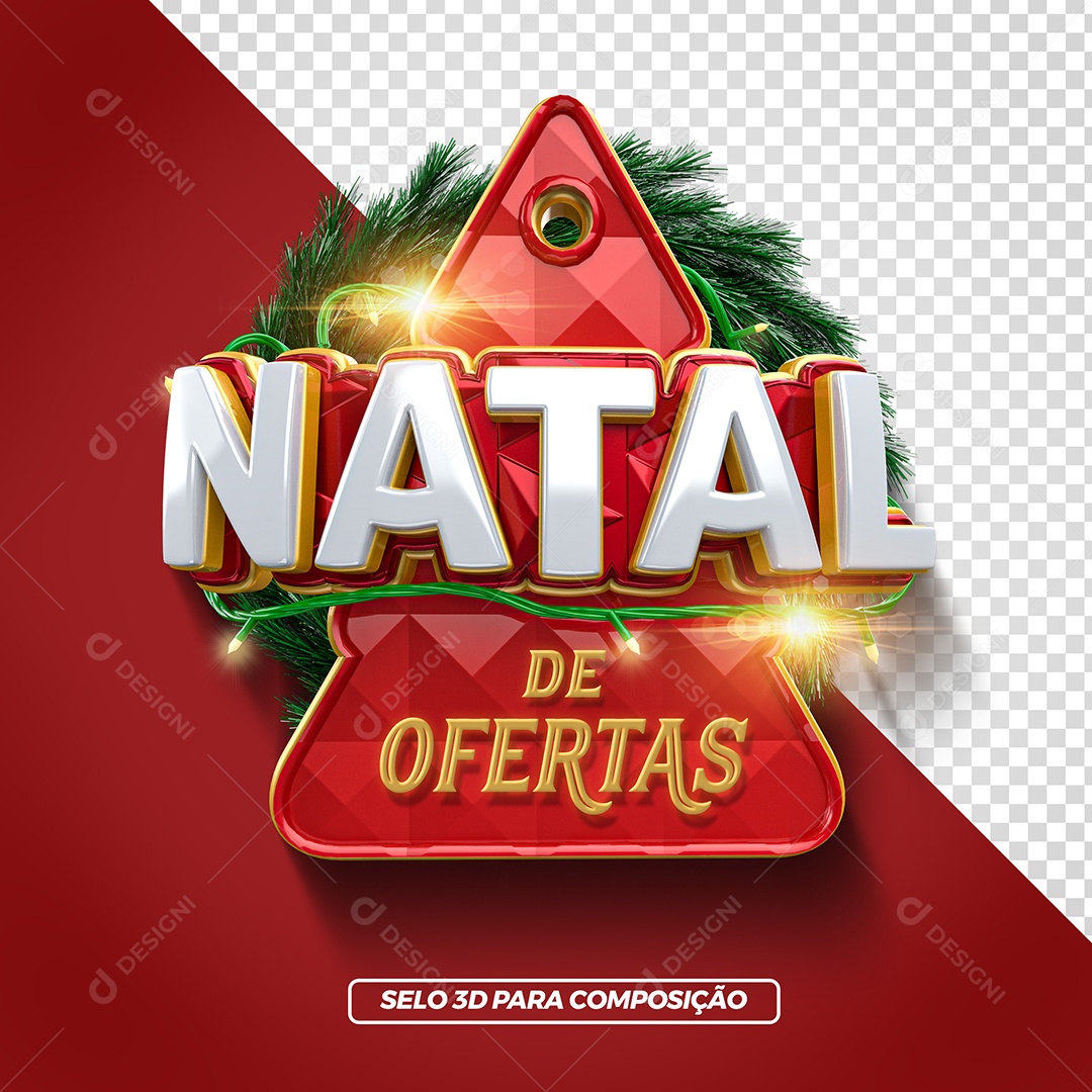 Selo 3D Para Composição Natal de Ofertas PSD