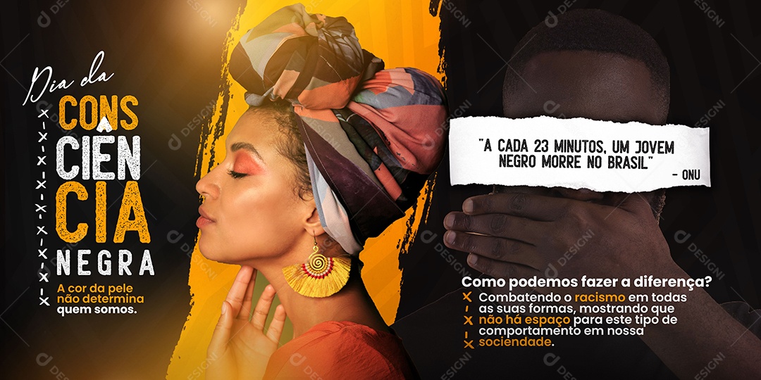 Banner Lutar Contra o Rascimo é Fazer Justiça Dia da Consciência Negra Social Media PSD Editável