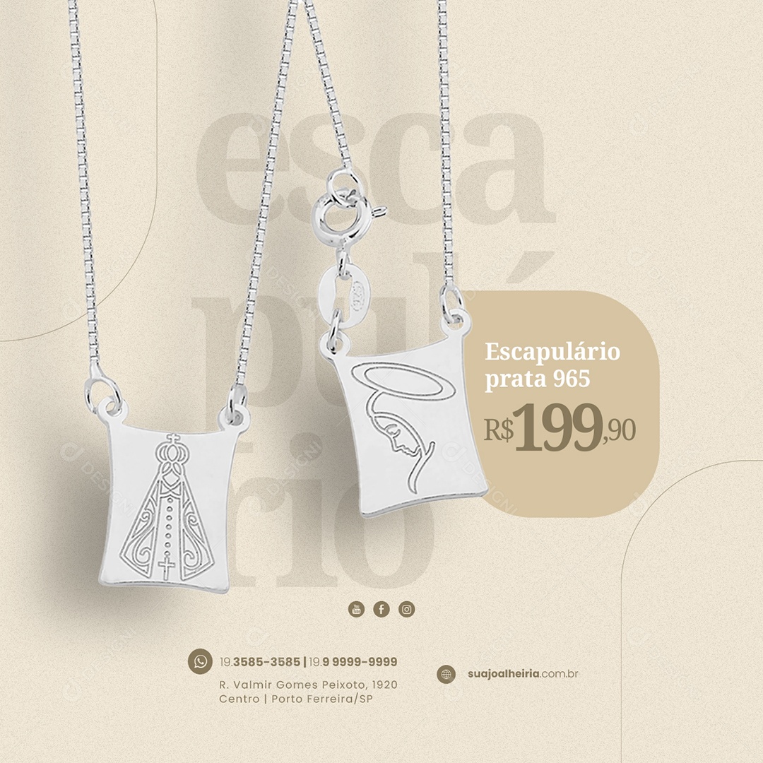 Escapulário Prata 965 199,90 Joalheria Social Media PSD Editável