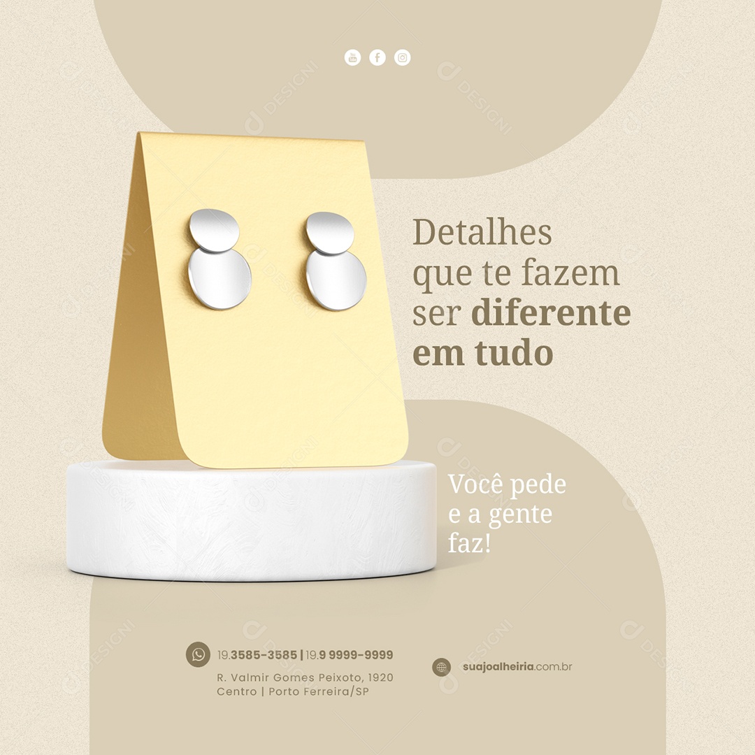 Detalhes que te Fazem ser Diferente em Tudo Joalheria Social Media PSD Editável