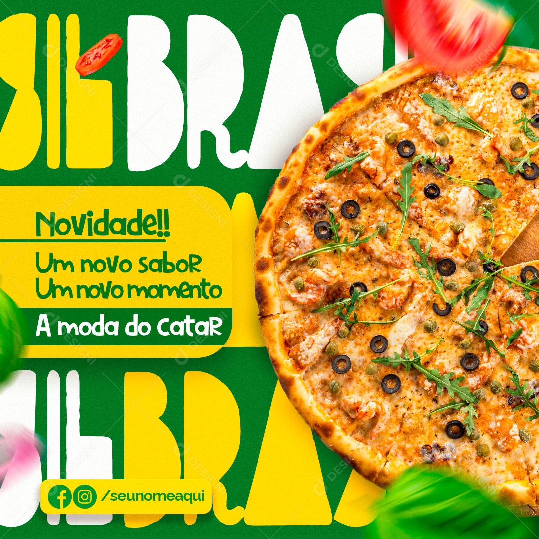 Pizzaria Novidade um Novo Sabor um Novo Momento a Moda do Catar Social Media PSD Editável