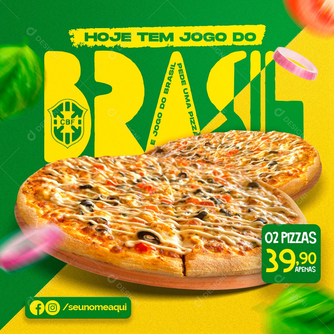 Hoje Tem Jogo Do Brasil 2 Pizzas Por Apenas 39,90 Social Media PSD Editável