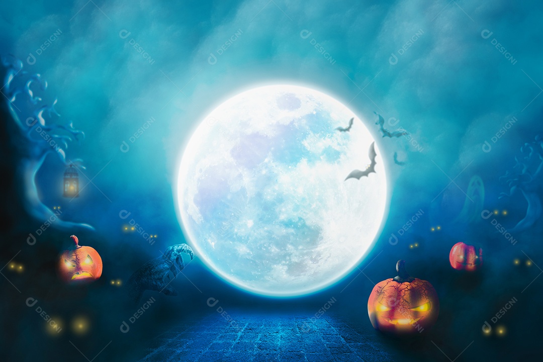 Ilustração 3D, conceito vertical do fundo do festival de Halloween