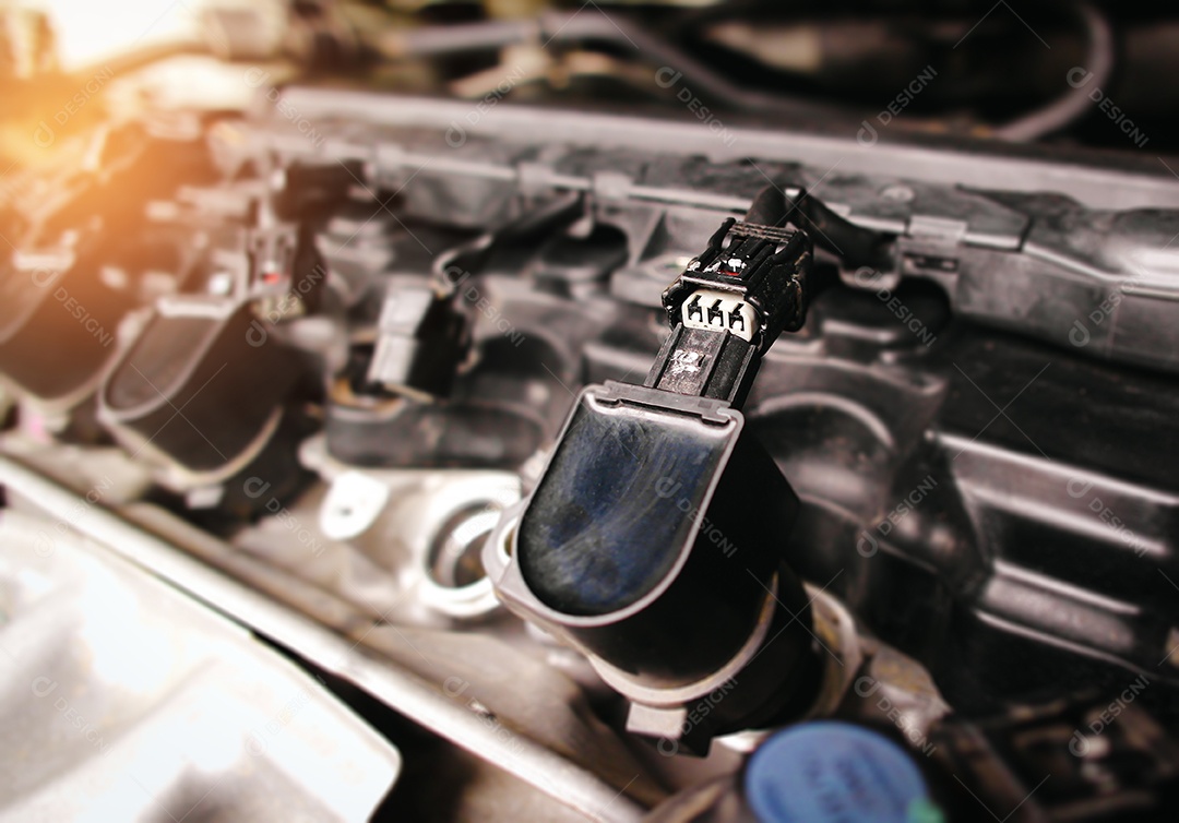 O plugue elétrico do conector da bobina de ignição do carro