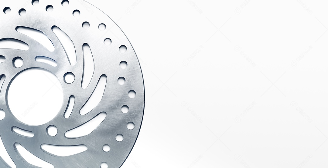 Freio a disco de metal da motocicleta, banner panorâmico