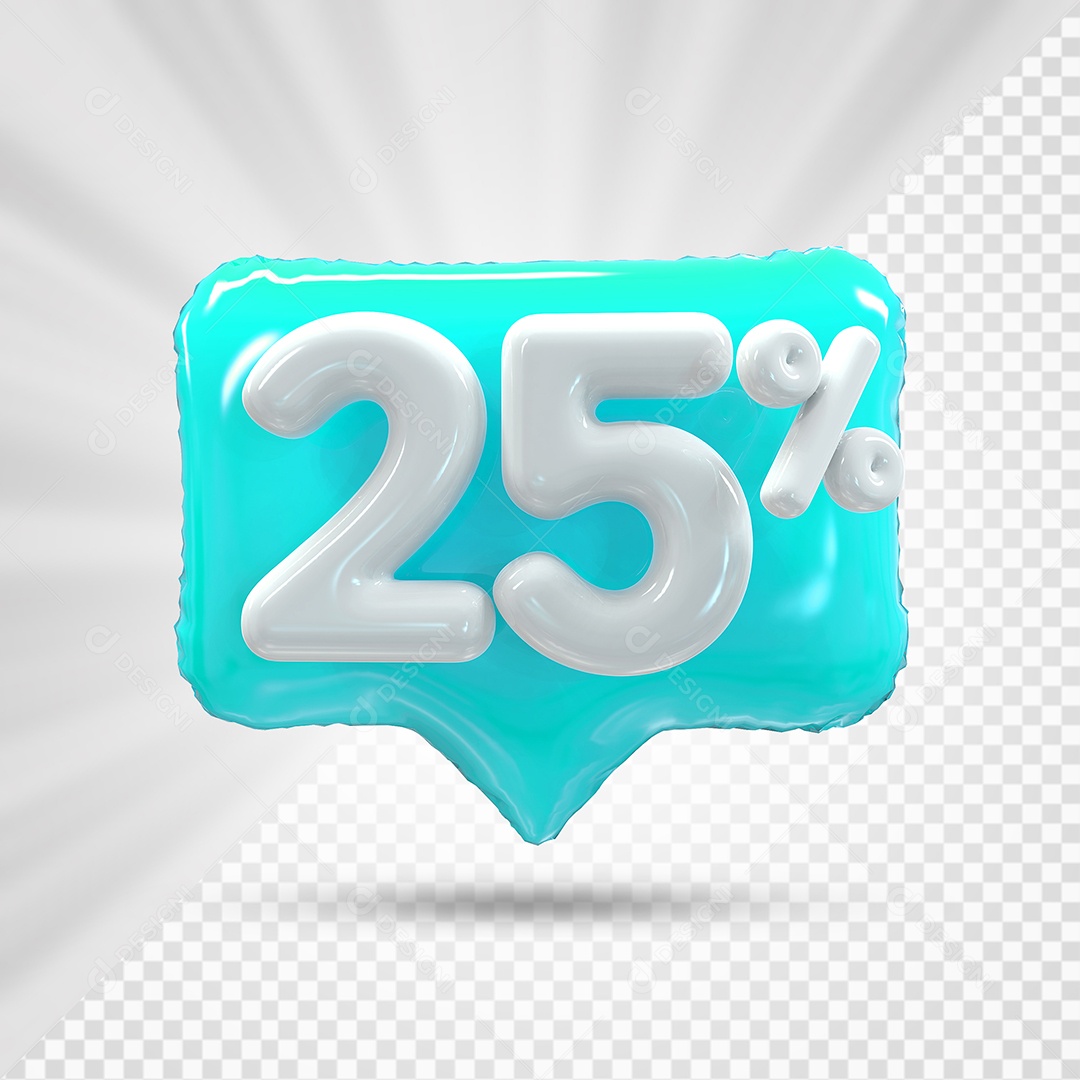 Caixa de Desconto Número 3D 25% Azul Marinho Elemento Para Composição PSD