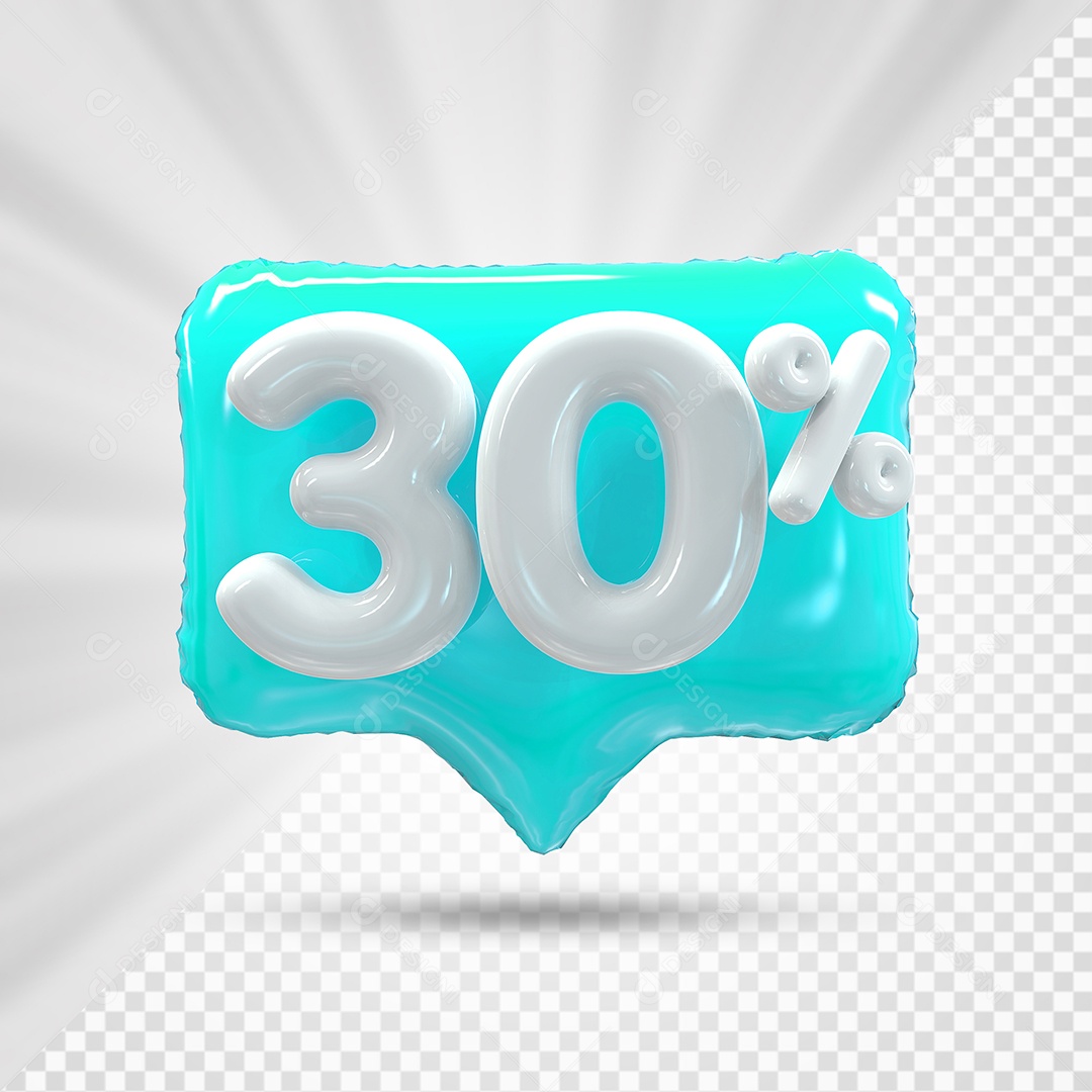 Caixa de Desconto Número 3D 30% Azul Marinho Elemento Para Composição PSD