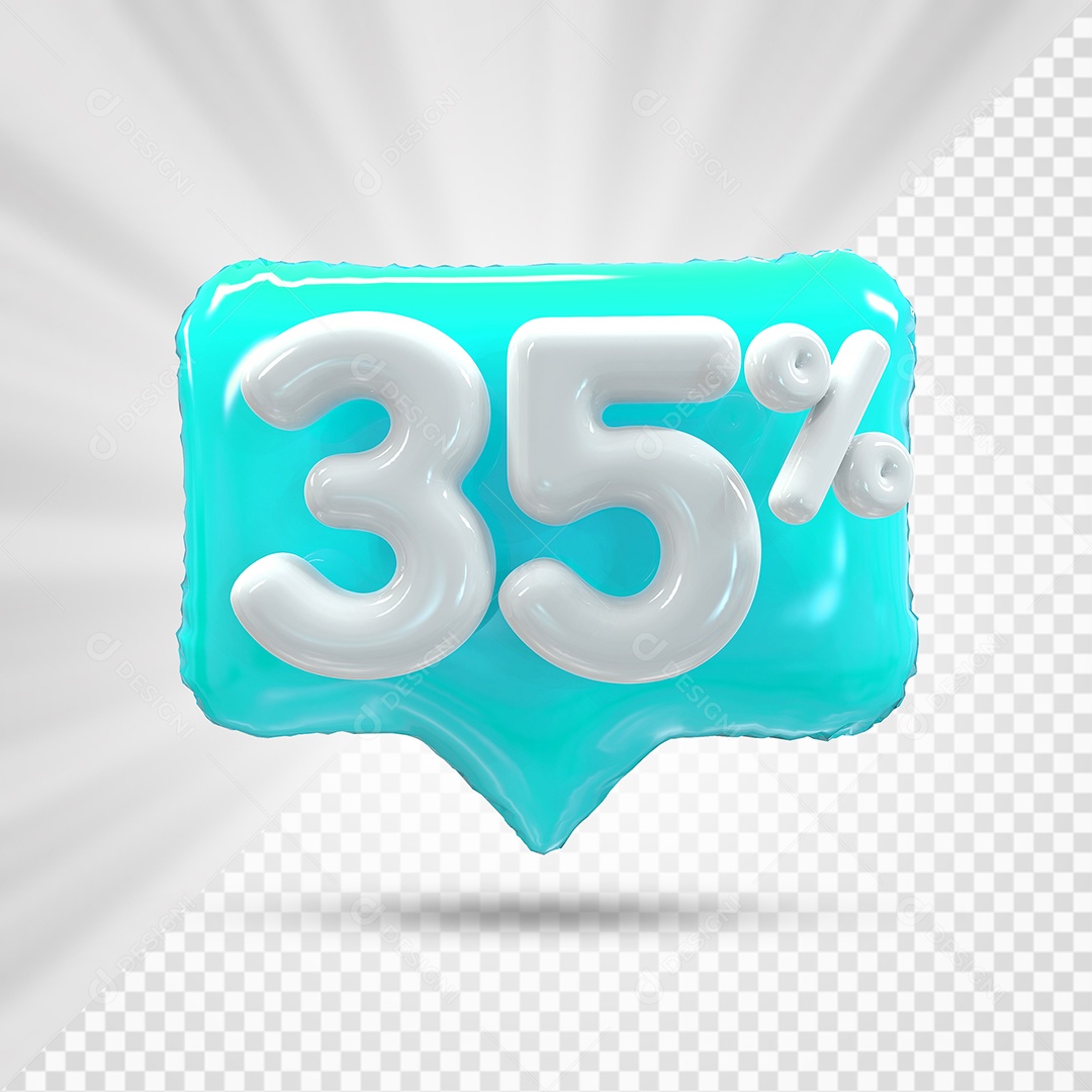 Caixa de Desconto Número 3D 35% Azul Marinho Elemento Para Composição PSD