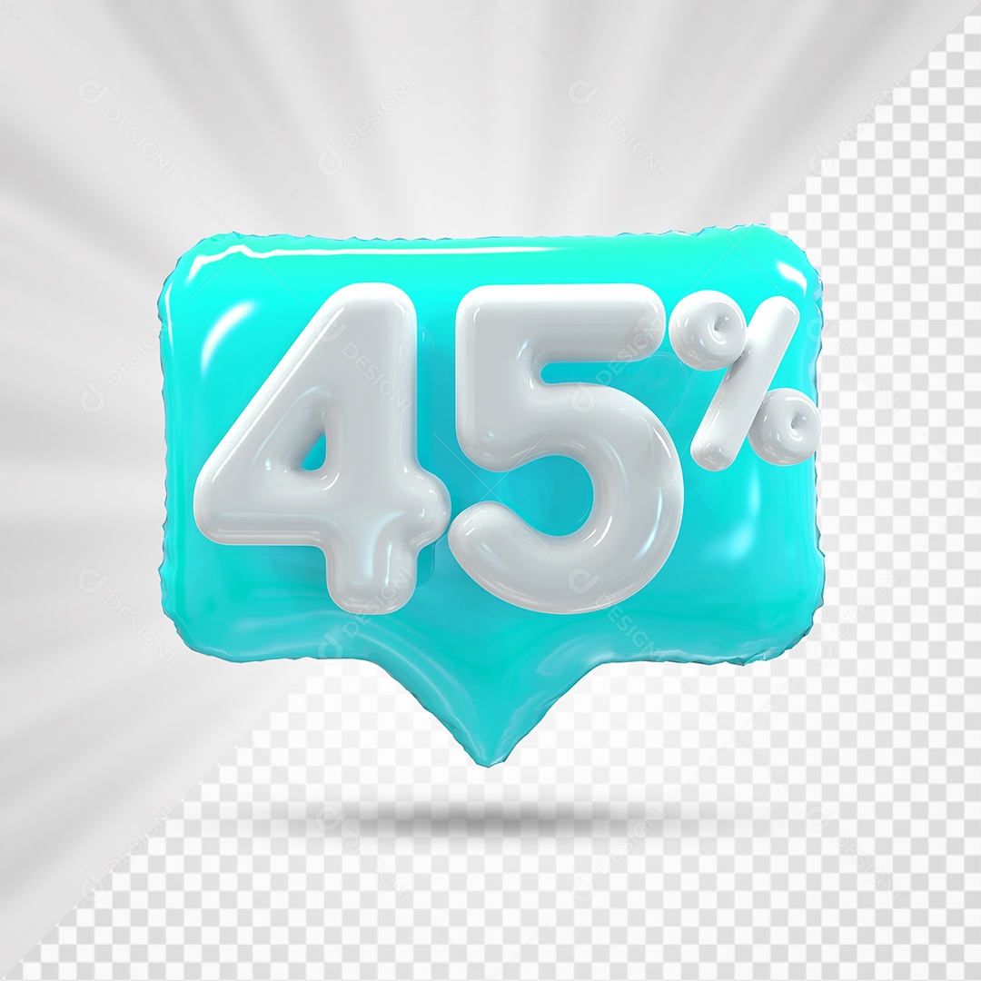 Caixa de Desconto Número 3D 45% Azul Marinho Elemento Para Composição PSD
