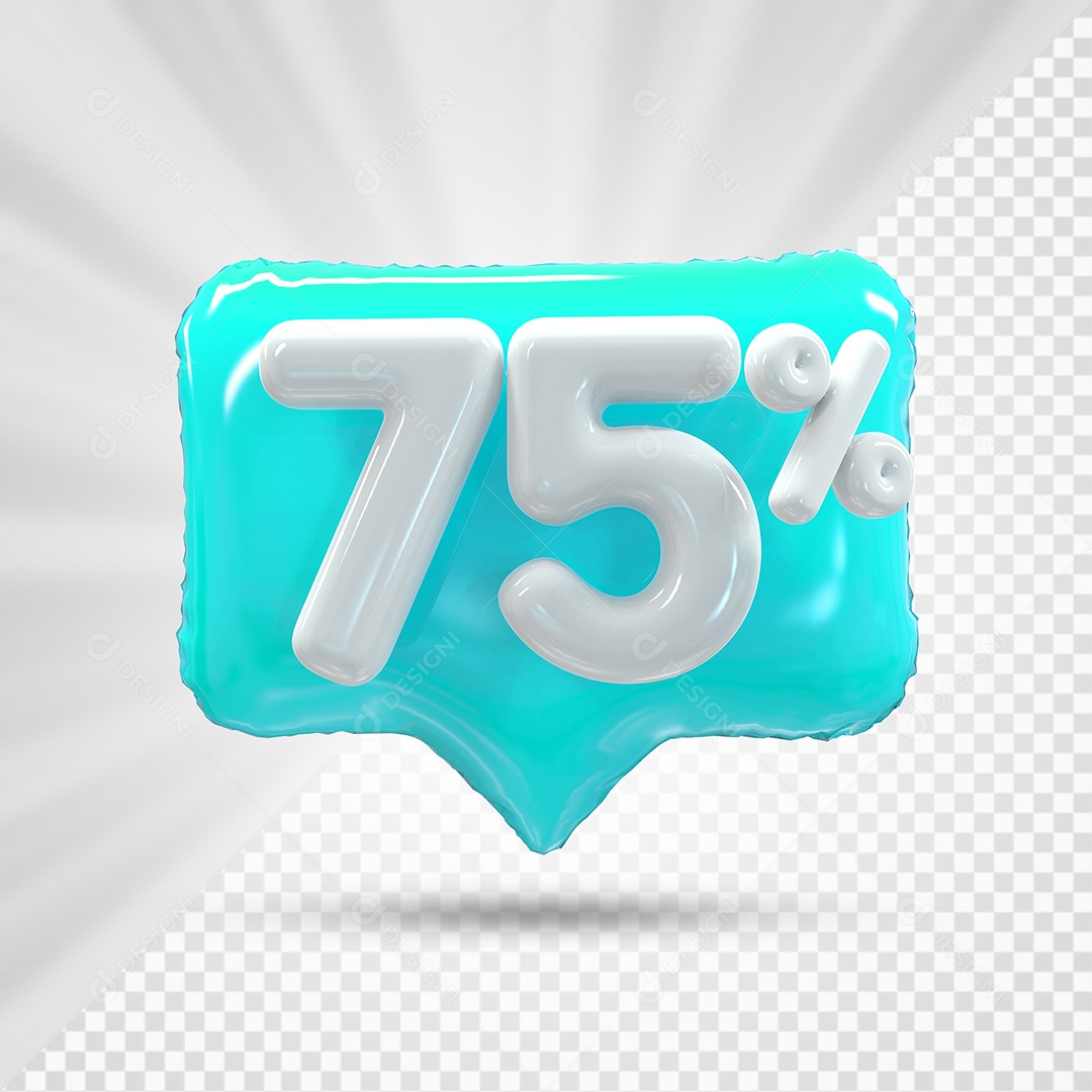 Discount Box 3D Number 75% Navy Blue Element For Composition PSD