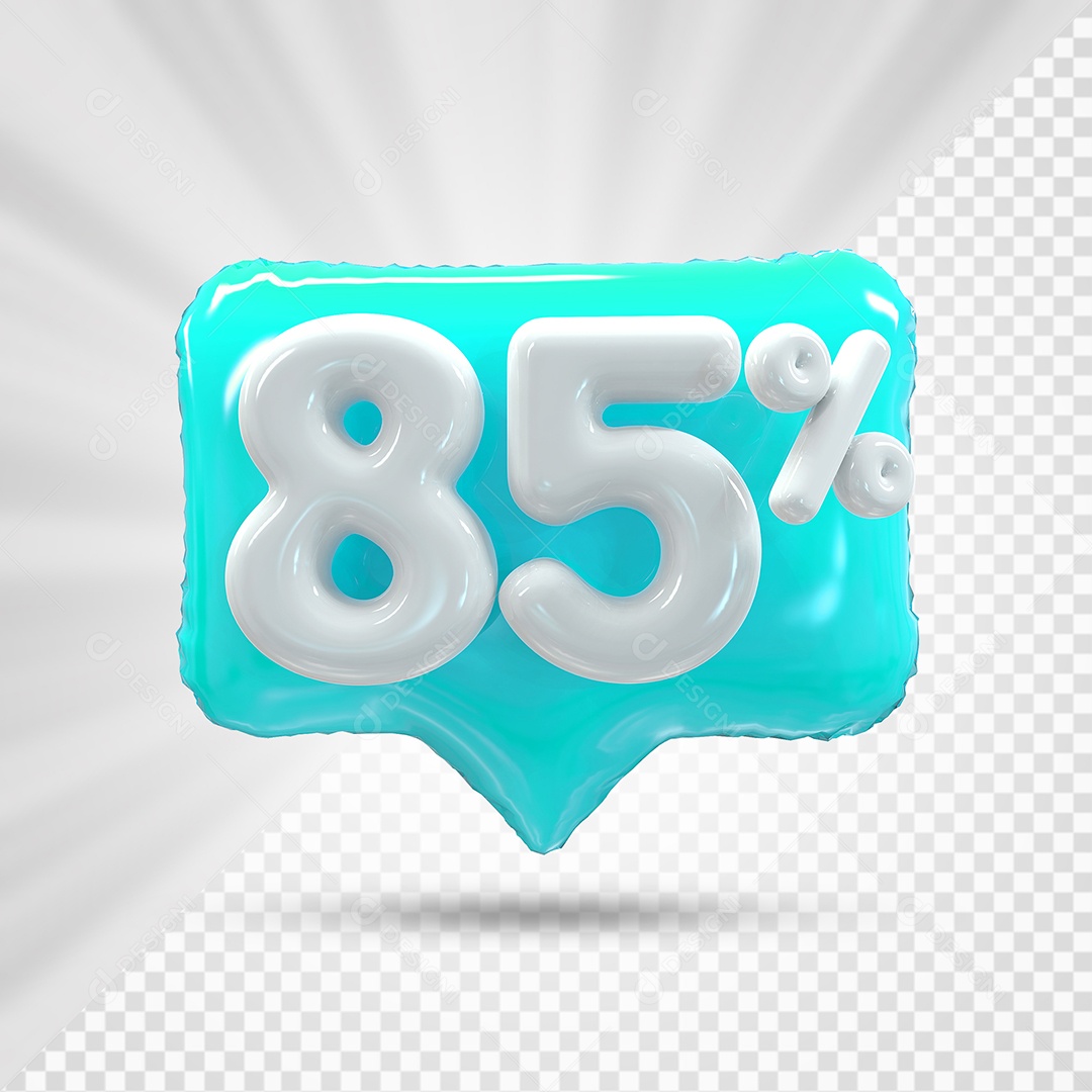 Caixa de Desconto Número 3D 85% Azul Marinho Elemento Para Composição PSD
