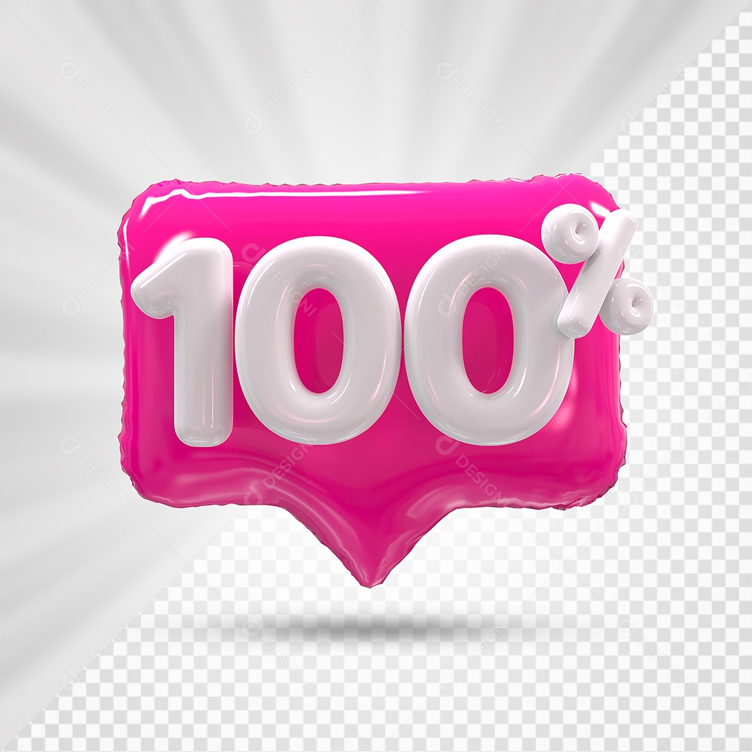 Caixa de Desconto Número 3D 100% Rosa Elemento Para Composição PSD