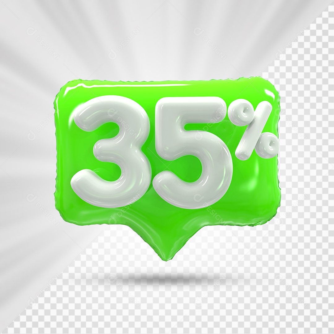 Caixa de Desconto Número 3D 35% Verde Elemento Para Composição PSD