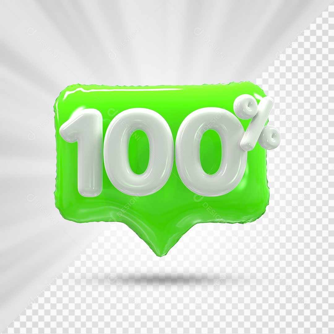 Caixa de Desconto Número 3D 100% Verde Elemento Para Composição PSD