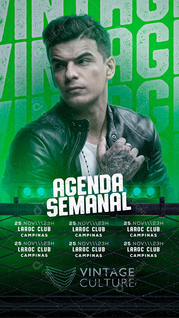 Story Agenda Semanal Dj Vintage Flyer Social Media PSD Editável