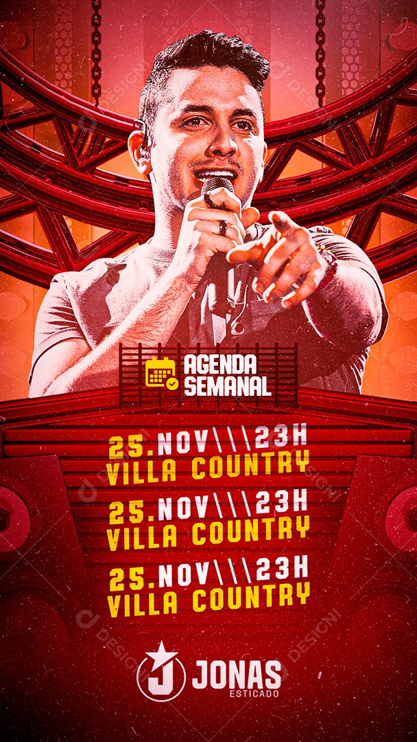 Story Agenda Semanal Jonas Esticado Flyer Social Media PSD Editável