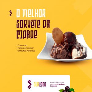 O Melhor Sorvete da Cidade Sorveteria Açaiteria Social Media PSD Editável