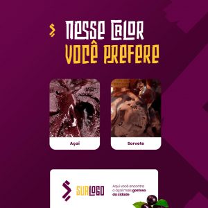 Nesse Calor Você Prefere Açai ou Sorvete? Açaiteria Social Media PSD Editável