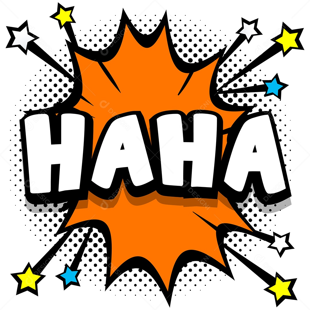 Quadrinhos Bolhas de Fala Livro Haha Laranja Vetor EPS
