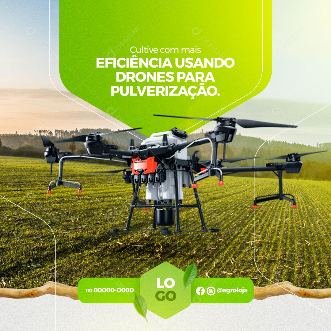 Cultive com mais Eficiência Usando Drones Para Pulverização Agronegócio Social Media PSD Editável