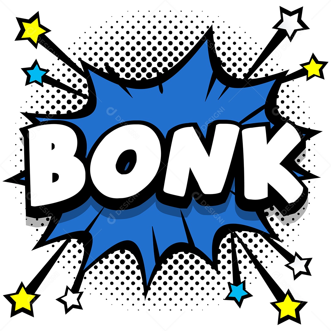 Quadrinhos Bolhas de Fala Livro Bonk Azul Vetor EPS
