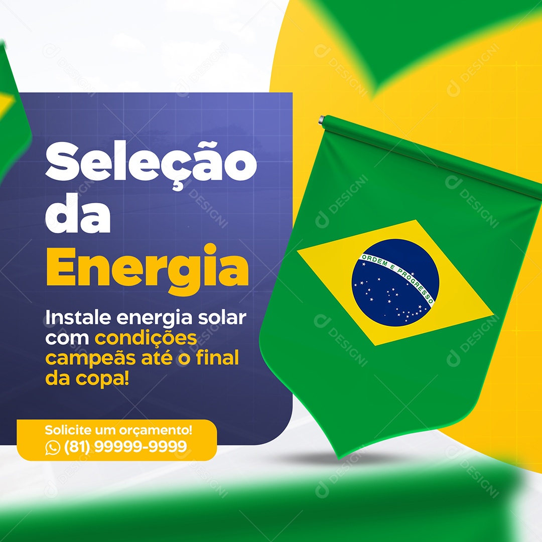 Seleção de Energia Instale Energia Solar Social Media PSD Editável