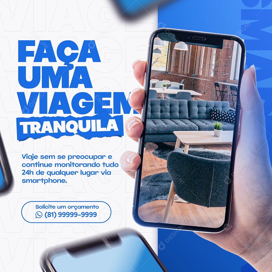 Faça Uma Viagem Tranquila Segurança Eletrônica Social Media PSD Editável