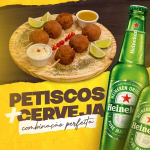 Petiscos + Cerveja Combinação Perfeita Boteco Social Media PSD Editável