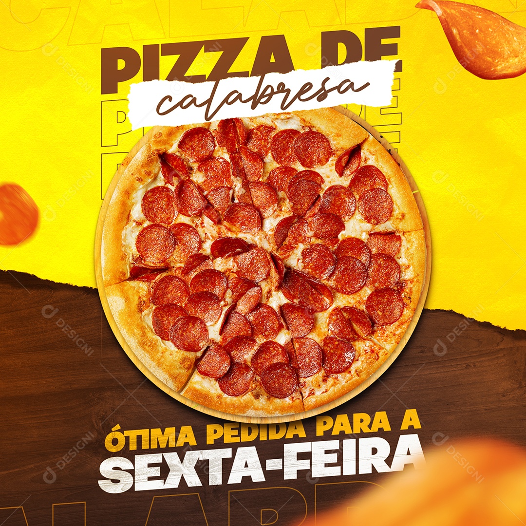 Pizza de Calabresa Ótima Pizzaria Social Media PSD Editável