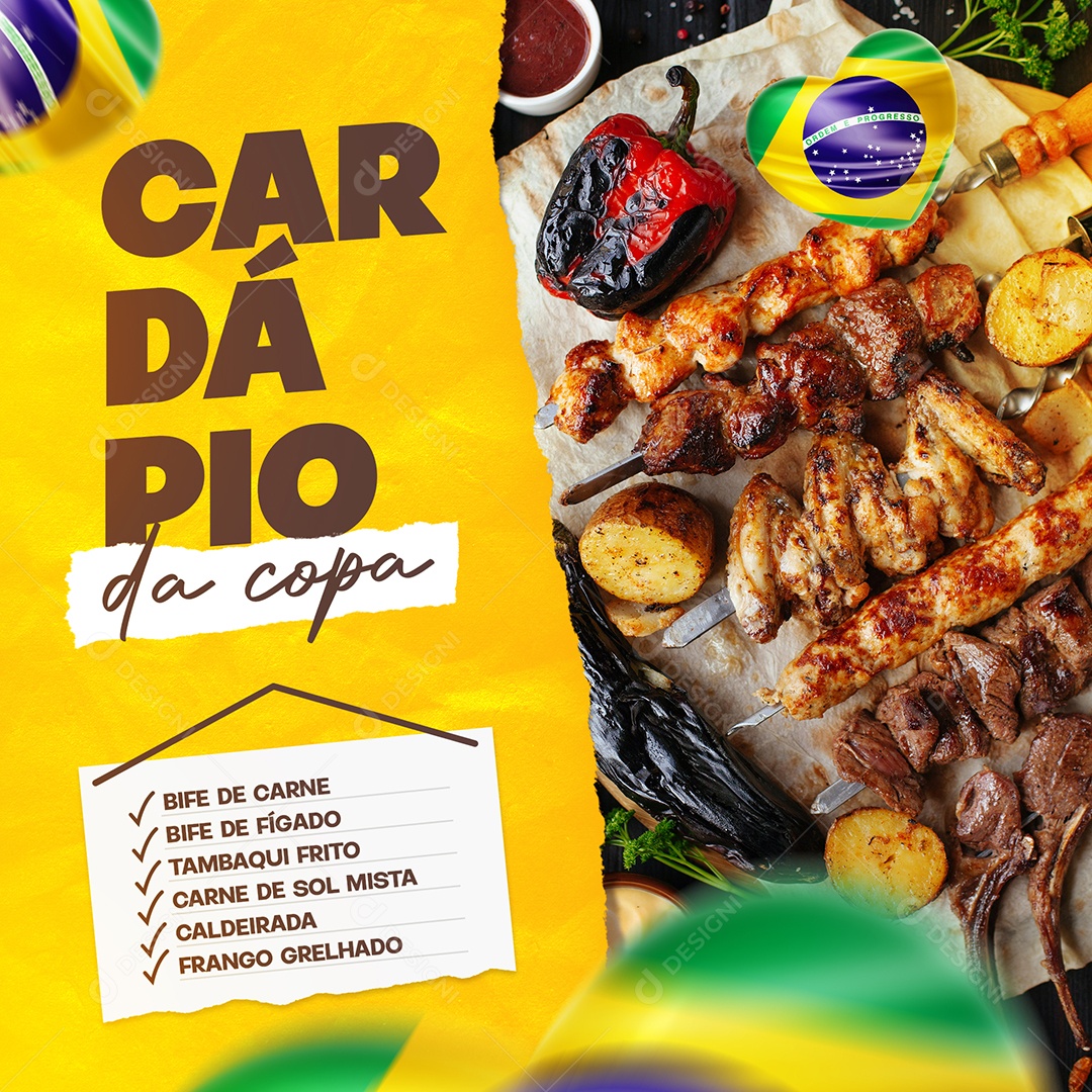 Cardápio da Copa Churrascaria Social Media PSD Editável
