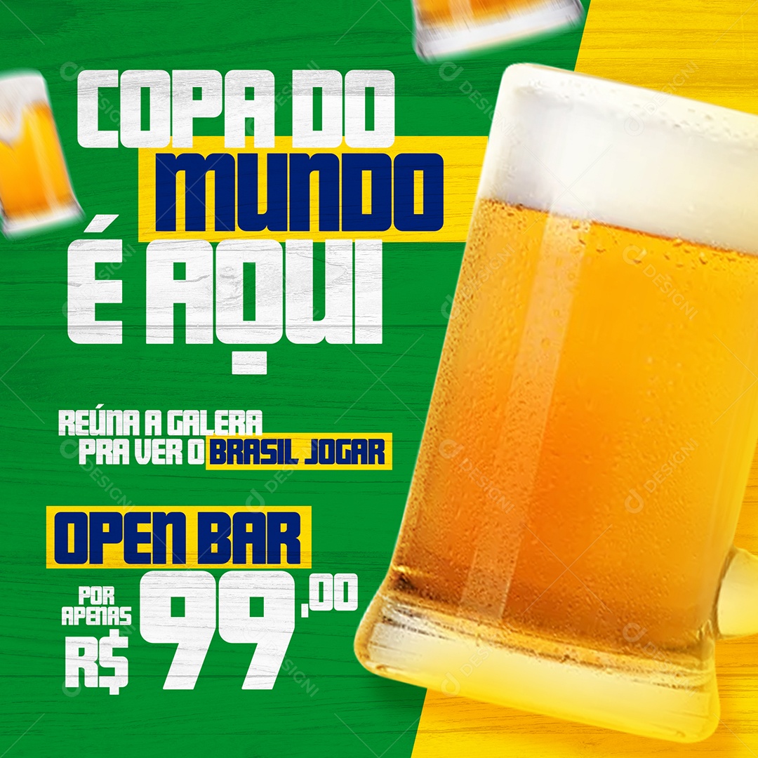 Copa do Mundo é Aqui Cervejaria Social Media PSD Editável