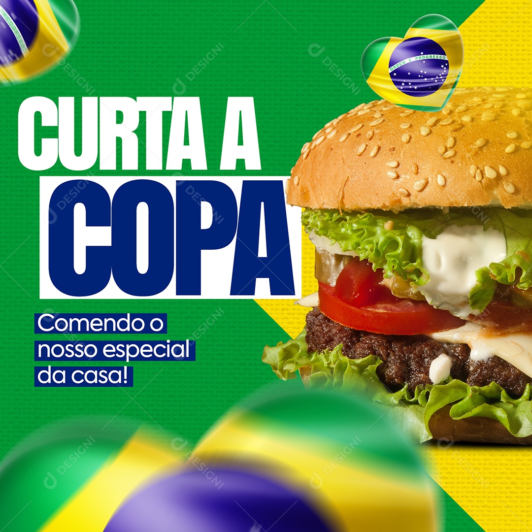 Curta a Copa Comendo o Nosso Especial de Casa Hamburgueria Social Media PSD Editável