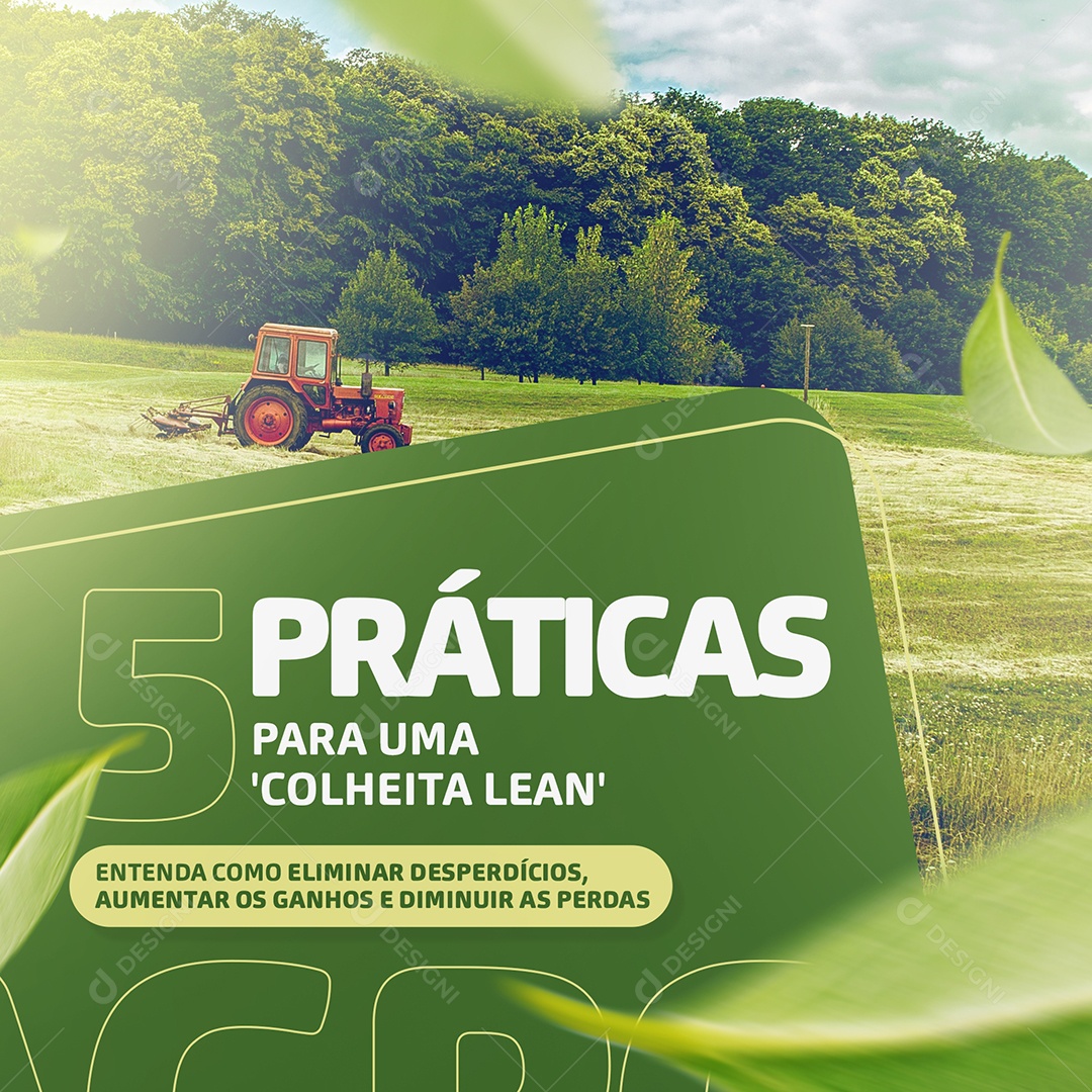 Social Media 5 Práticas para Uma Colheita Agro Social Media PSD Editável