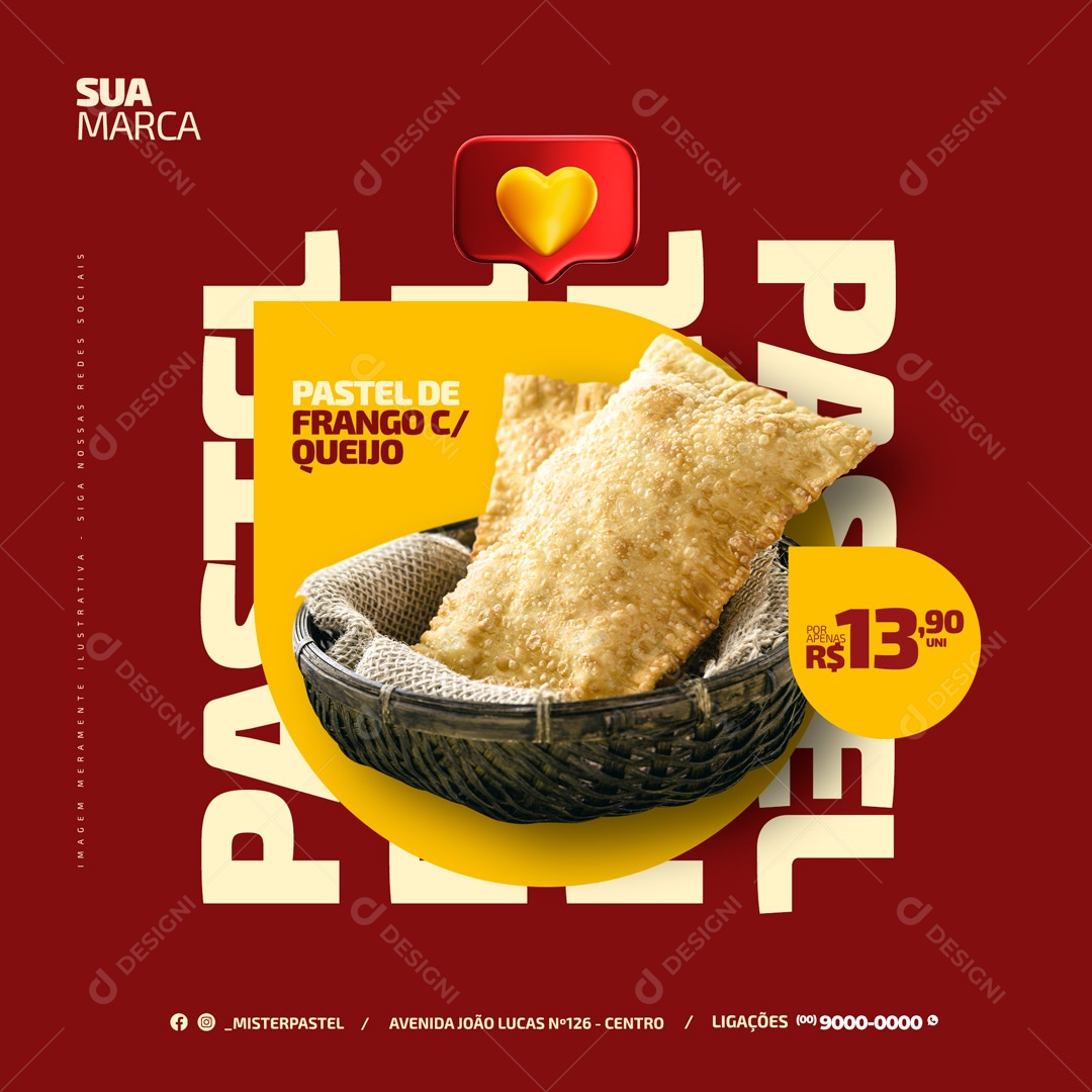 Pastel de Frango com Queijo Pastelaria Social Media PSD Editável