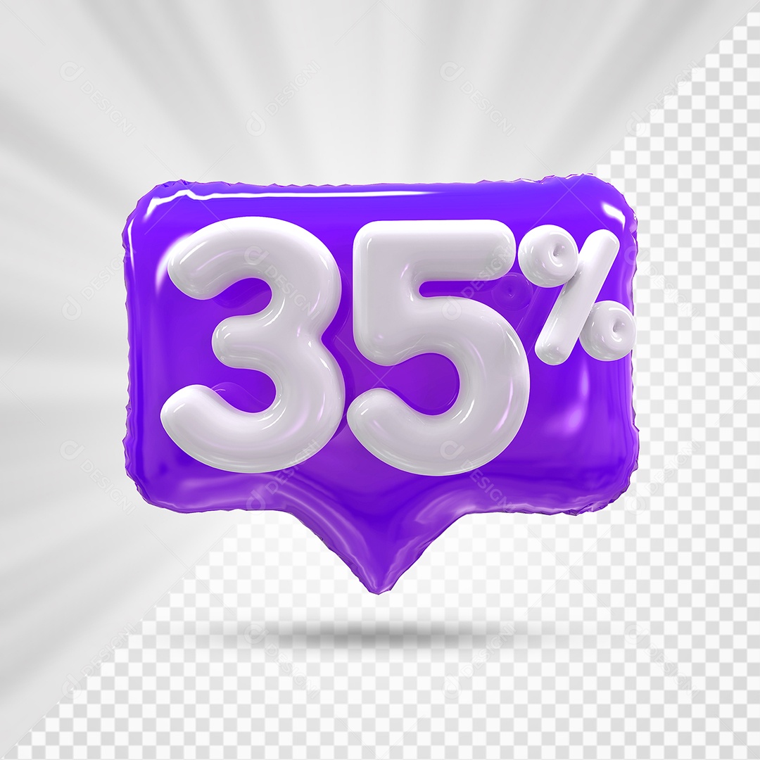 Caixa de Desconto Número 3D 35% Roxo Elemento Para Composição PSD