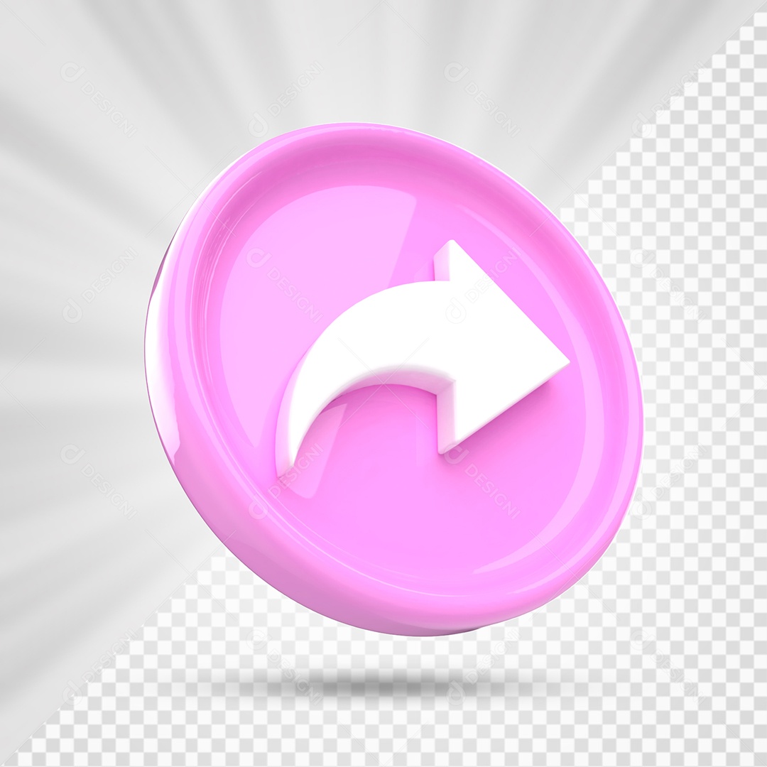 Ícone de Compartilhamento Rosa e Branco de Redes Sociais Elemento 3D PSD