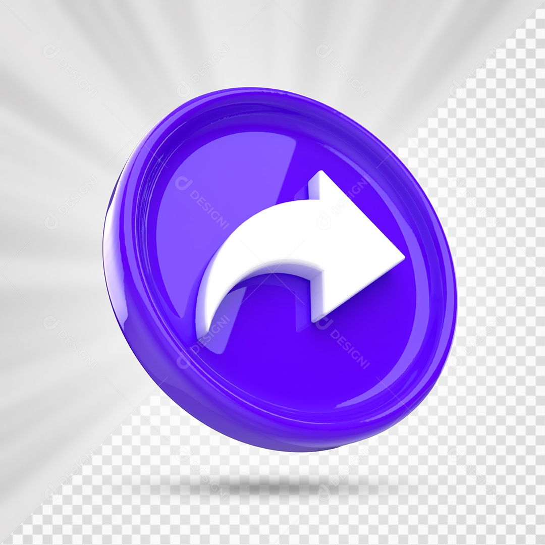 Ícone de Compartilhamento Roxo e Branco de Redes Sociais Elemento 3D PSD