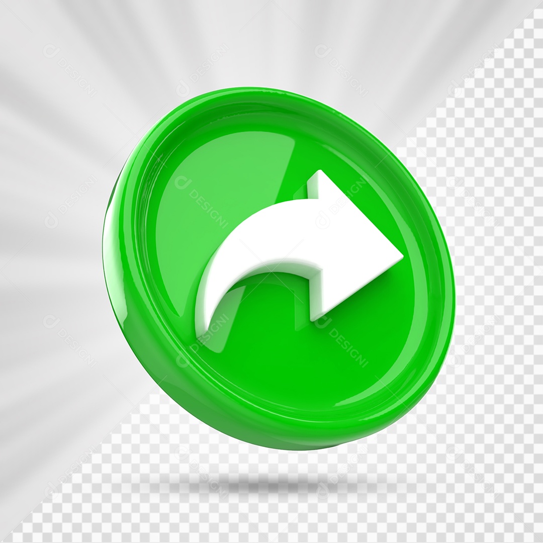 Ícone de Compartilhamento Verde e Branco de Redes Sociais Elemento 3D PSD
