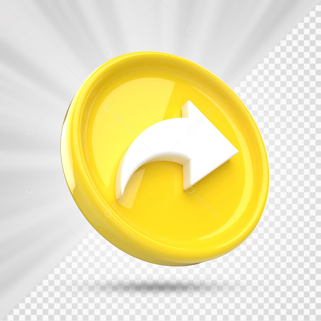 Ícone de Compartilhamento Amarelo e Branco de Redes Sociais Elemento 3D PSD